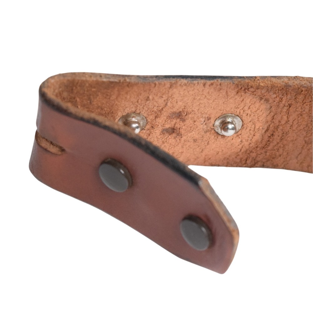 Vintage 70s Brass Seagull Sun Buckle Steerhide Brown 38" Leather Belt Strap - Picture 8 of 14